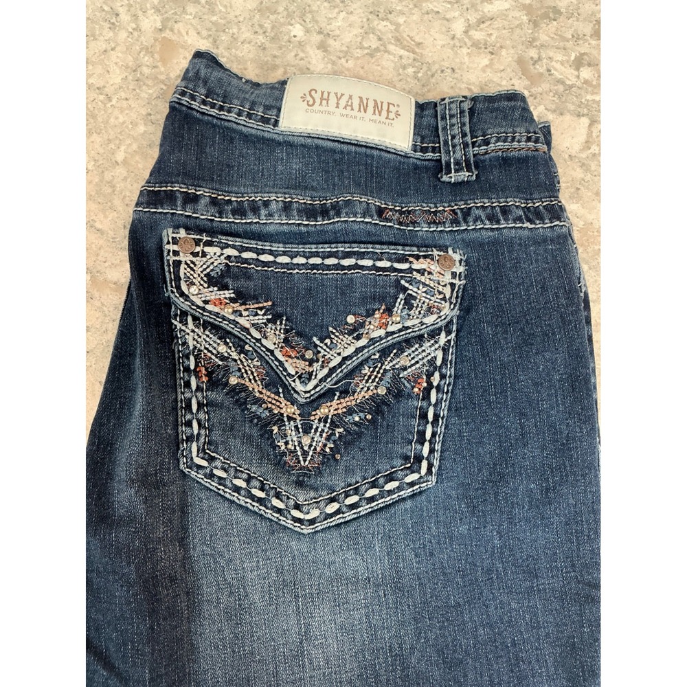 Shyanne Bootcut Jeans 33S Blue Embellished Pocket Contrast Stitch WSP18J3